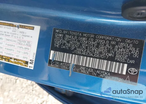 2010 Toyota Corolla Le from USA, damaged, VIN JTDBU4EE3AJ067017